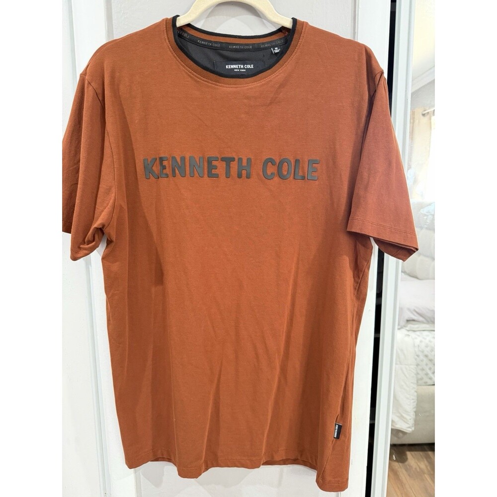 Kenneth Cole New York Men’s Brown Logo Graphic Crew Neck Stretch T-Shirt Size M